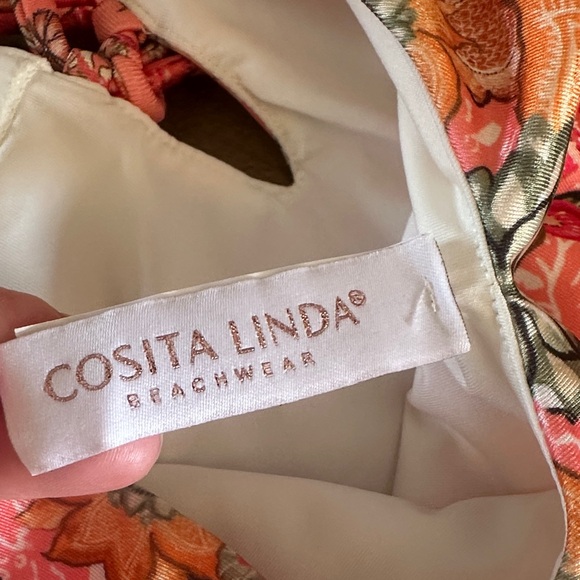 Luxury Lace-Up One-Piece Swimsuit in White and Coral - Picture 6 of 7